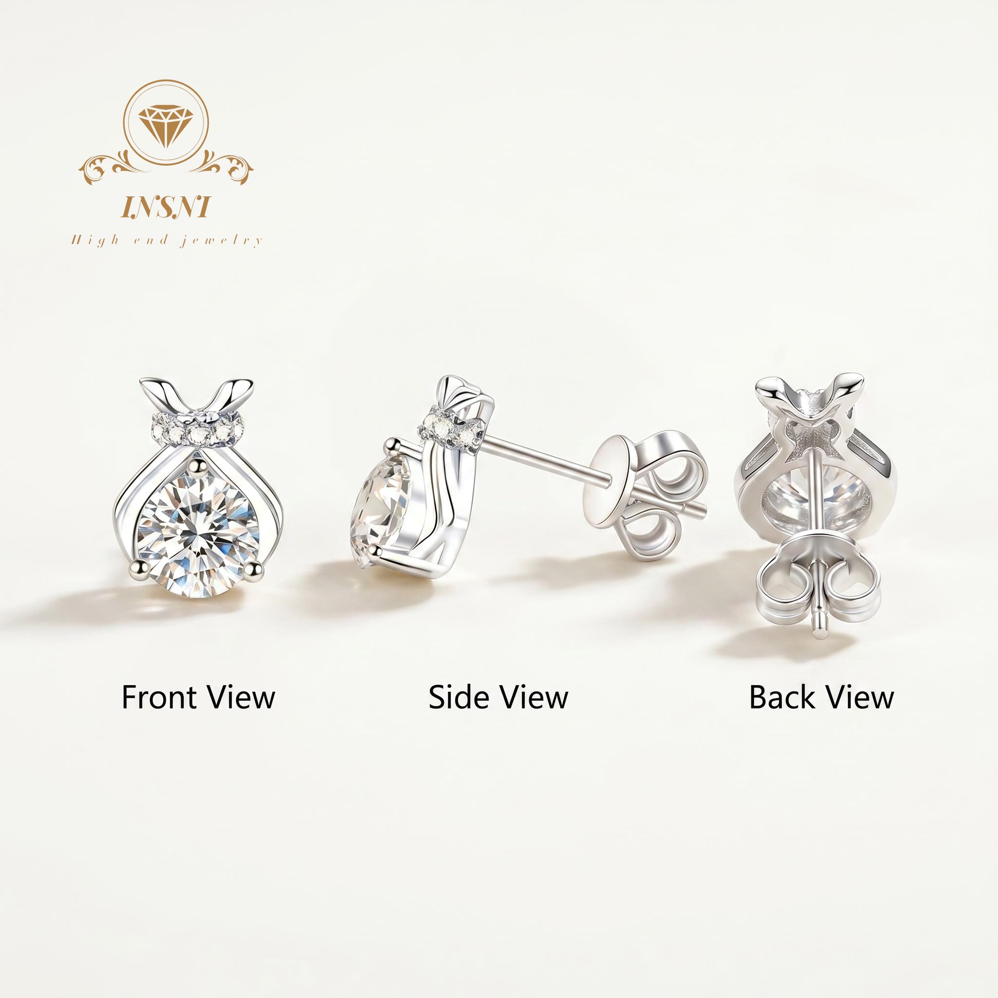 S925 Perak Moissanite Bow Luck - Luxury Bags Affordable ulasan dan harga