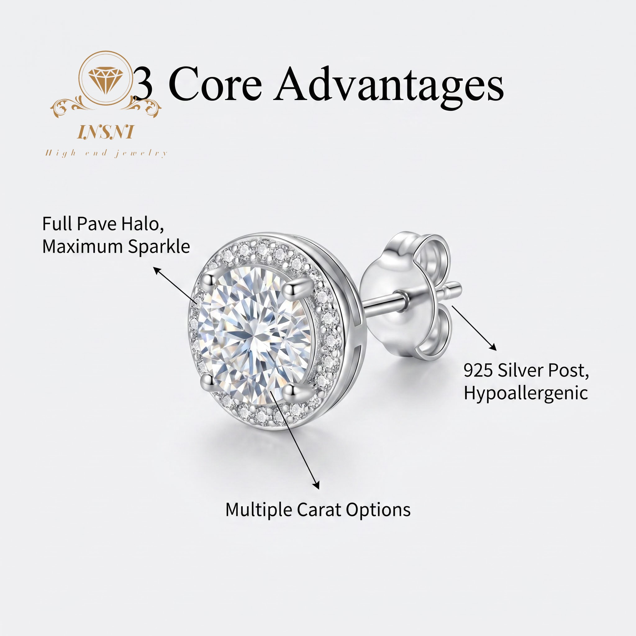 Anting-Anting Perak Sterling M - Luxury Bags Affordable ulasan dan harga